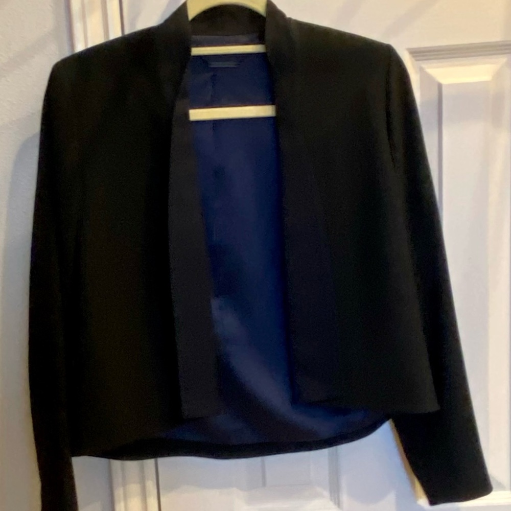 Elie Tahari Black Cropped Tuxedo Jacket Small